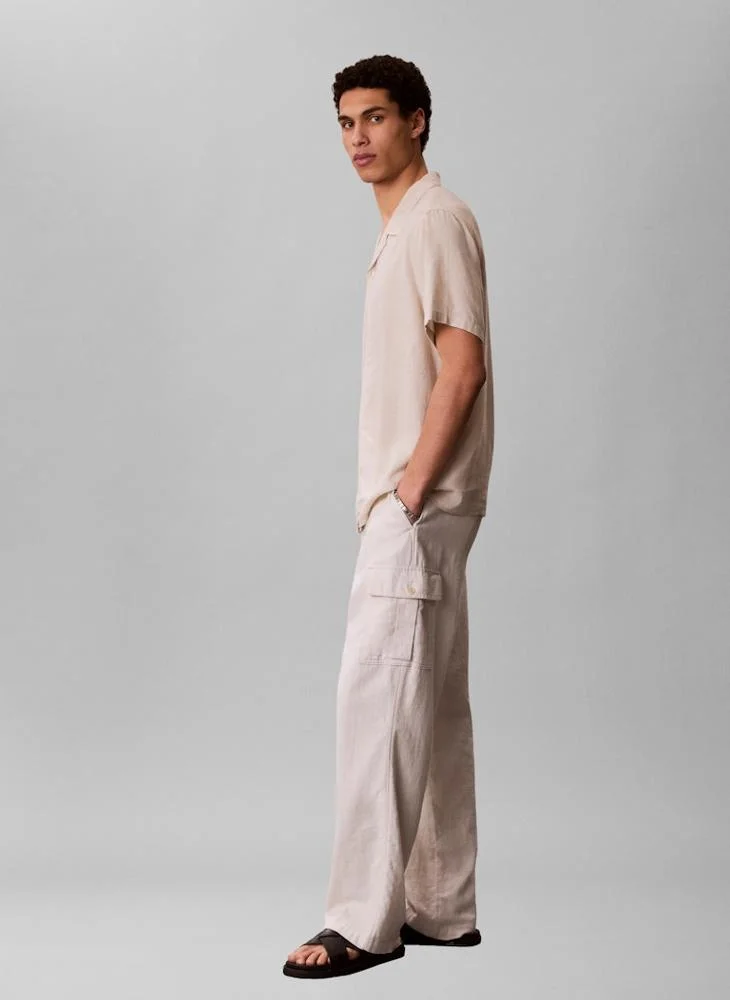 Calvin Klein  Linen Blend Short Sleeve Shirt for Men | Best Price UAE